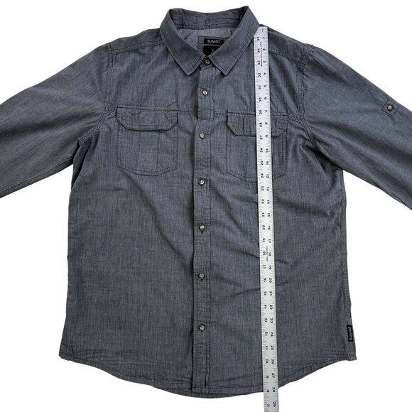 PrAna Slim Fit Shirt Mens Size Large Button Up Gray Roll Tab Long Sleeve - Picture 10 of 11